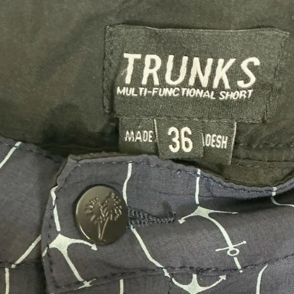 Trunks Mens Multi-Functional Shorts Navy Blue Anchor Print Nautical Size 36 - Picture 3 of 5